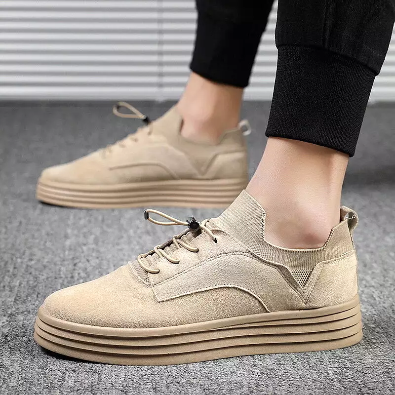 Men Fashion Casual Sneakers Flat Heel Leisure Walking Shoes Low Top Lace-Up Shoe