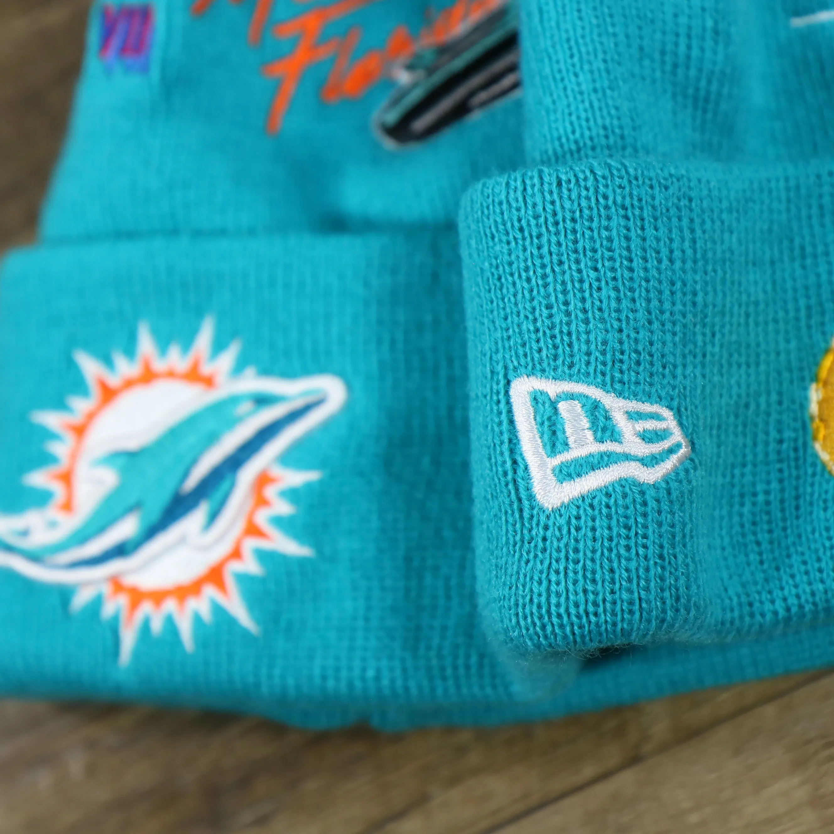 Miami Dolphins City Transit 59Fifty Fitted Matching All Over Side Patch Beanie