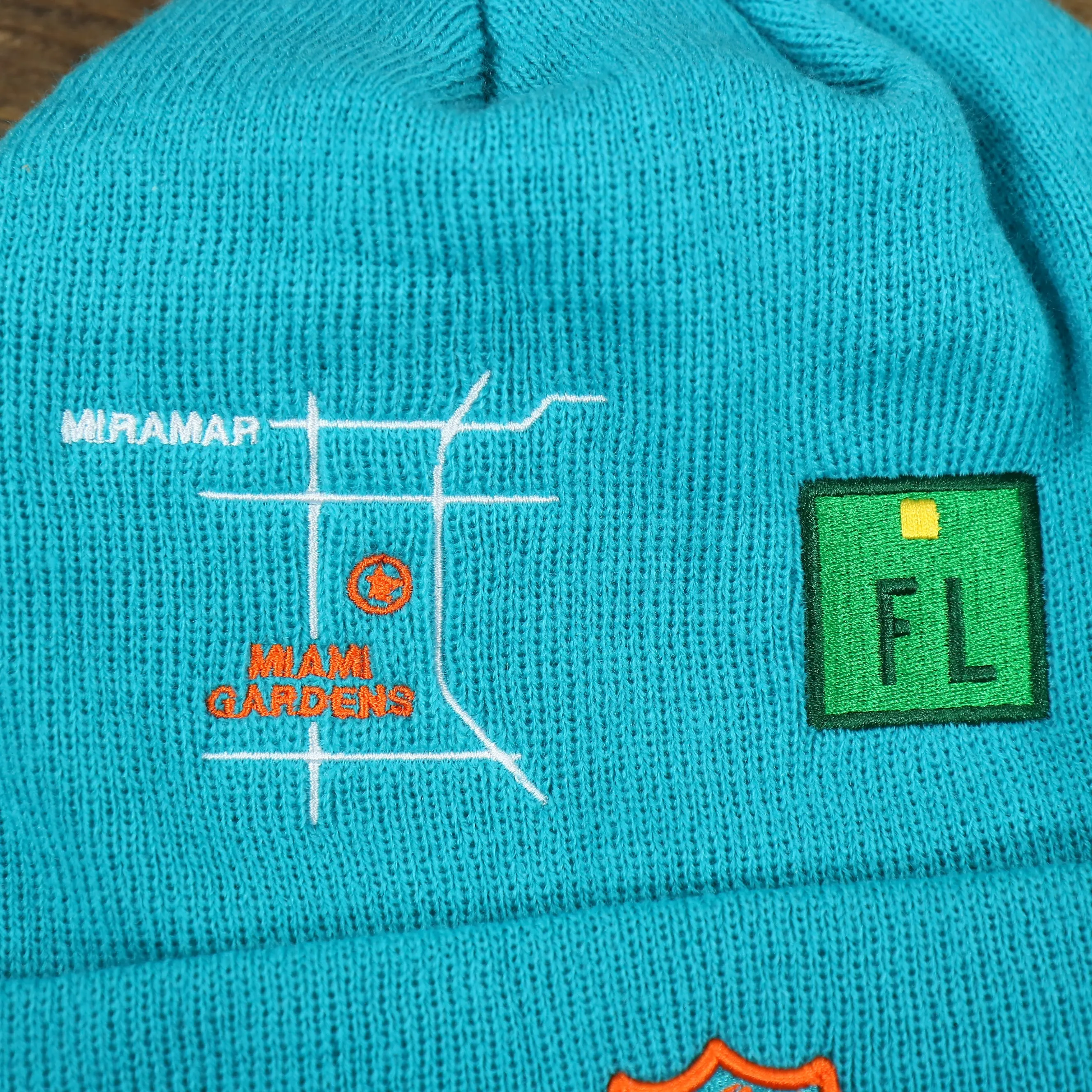 Miami Dolphins City Transit 59Fifty Fitted Matching All Over Side Patch Beanie