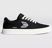 NAIOCA Canvas Black Canvas Off-White Logo Sneaker Women