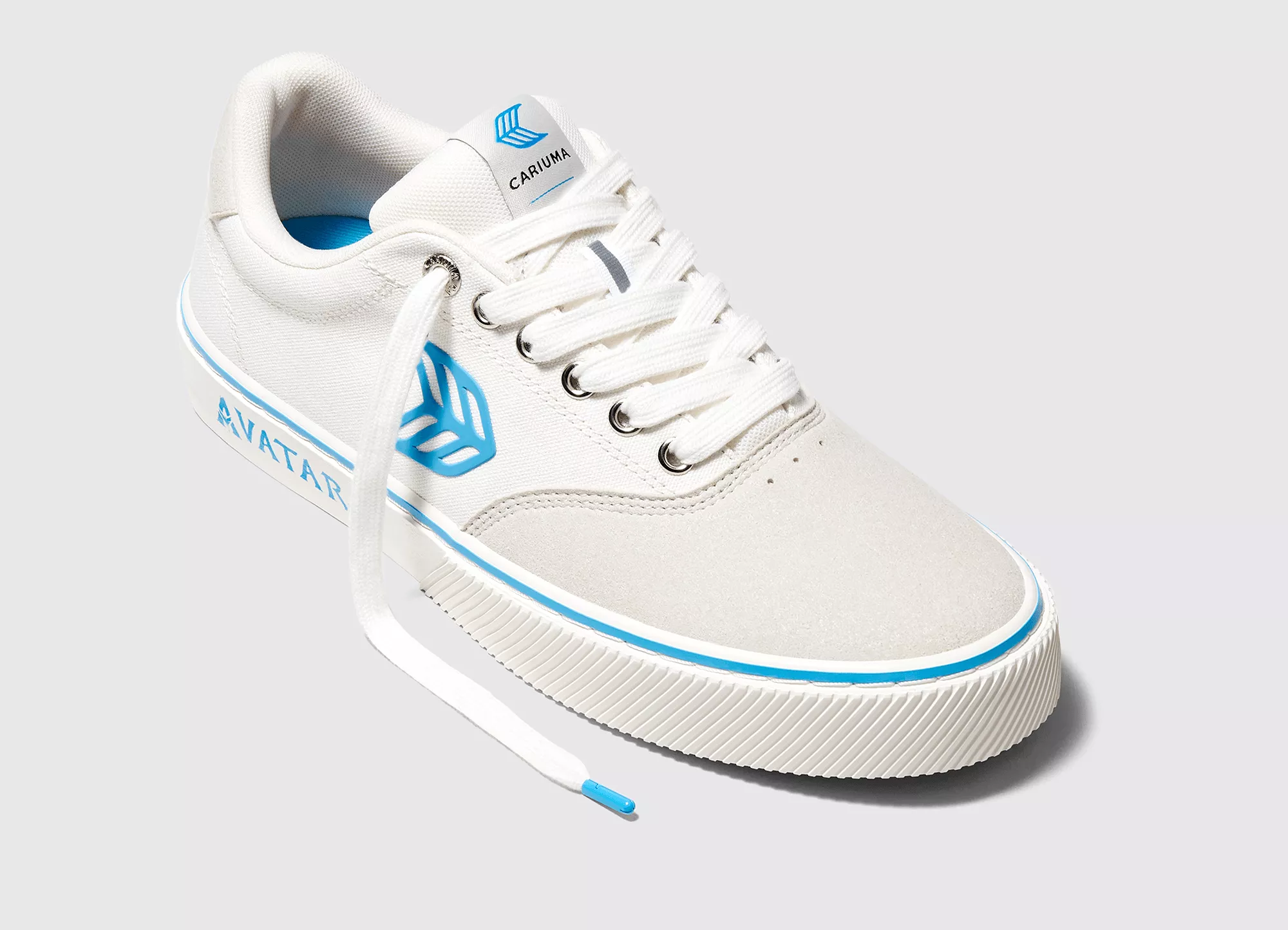 NAIOCA PRO AVATAR Vintage White Suede Off-White Canvas Blue Logo Sneaker Women