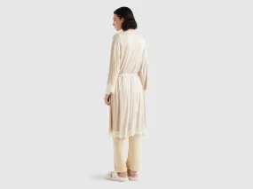 Nightgown with lace detail - Beige | Benetton