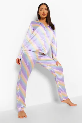 Pastel Stripe Satin Pajamas