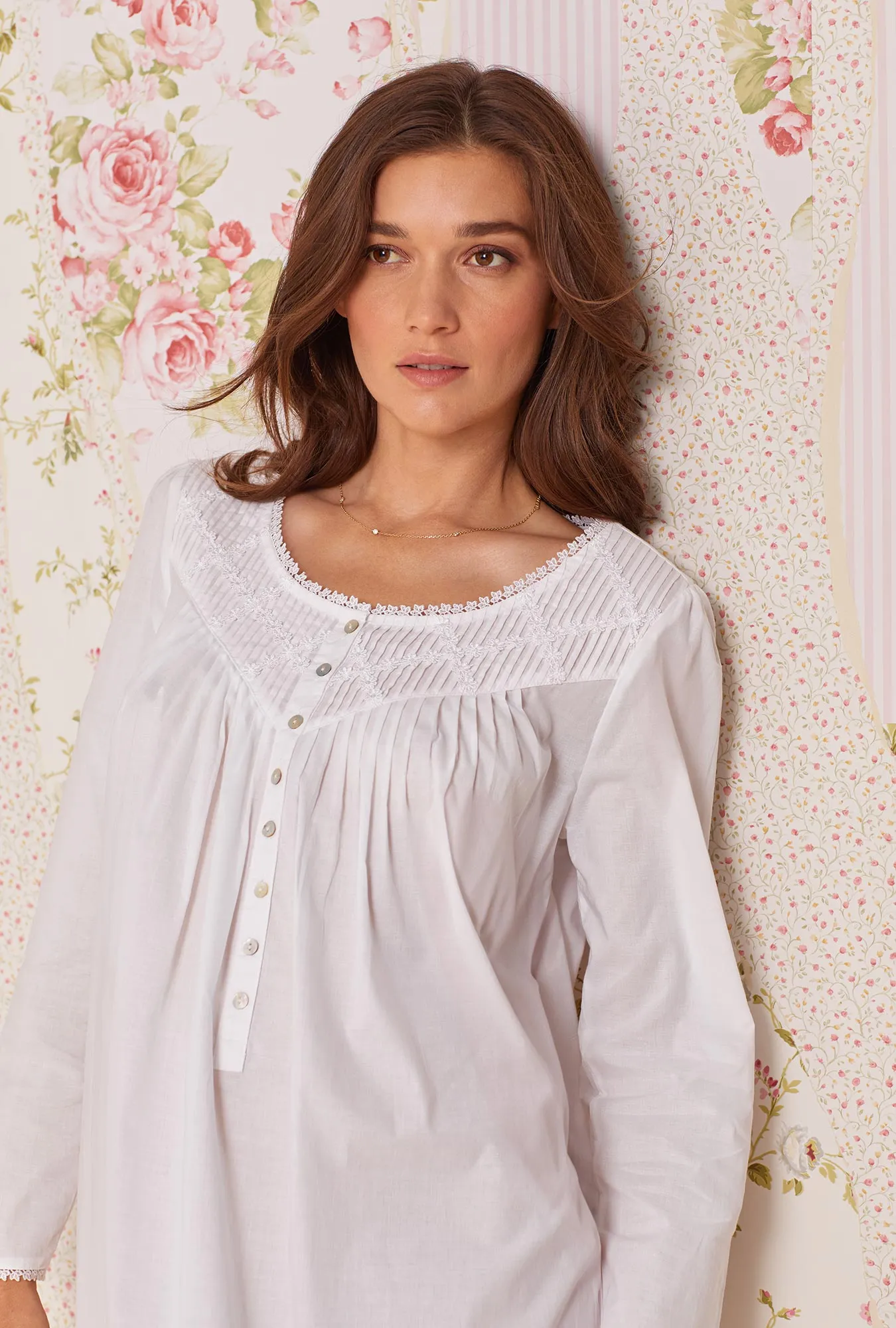 Poetic Long Sleeve Nightgown - White