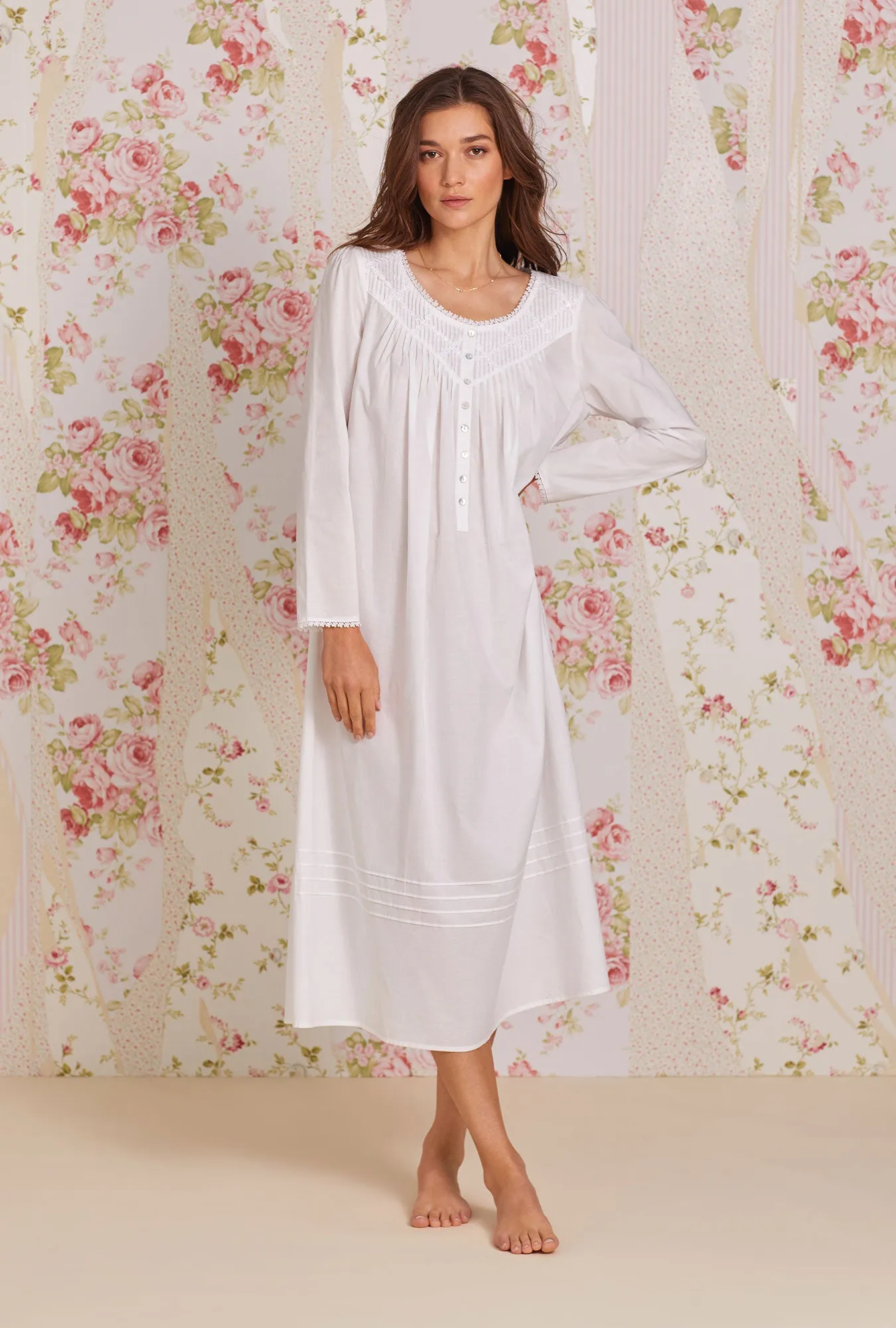 Poetic Long Sleeve Nightgown - White