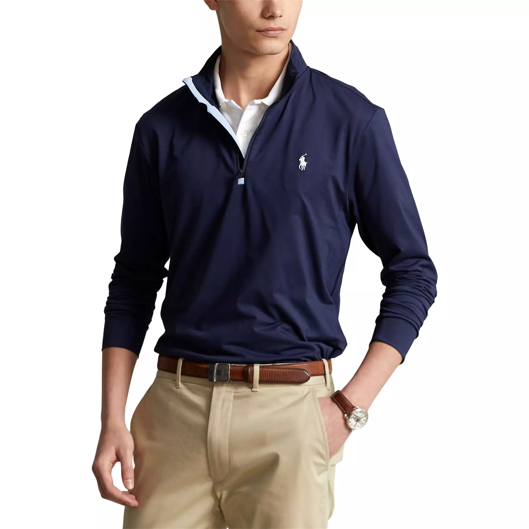 Polo Golf Stretch Jersey Quarter Zip Mid Layer French Navy - 2024