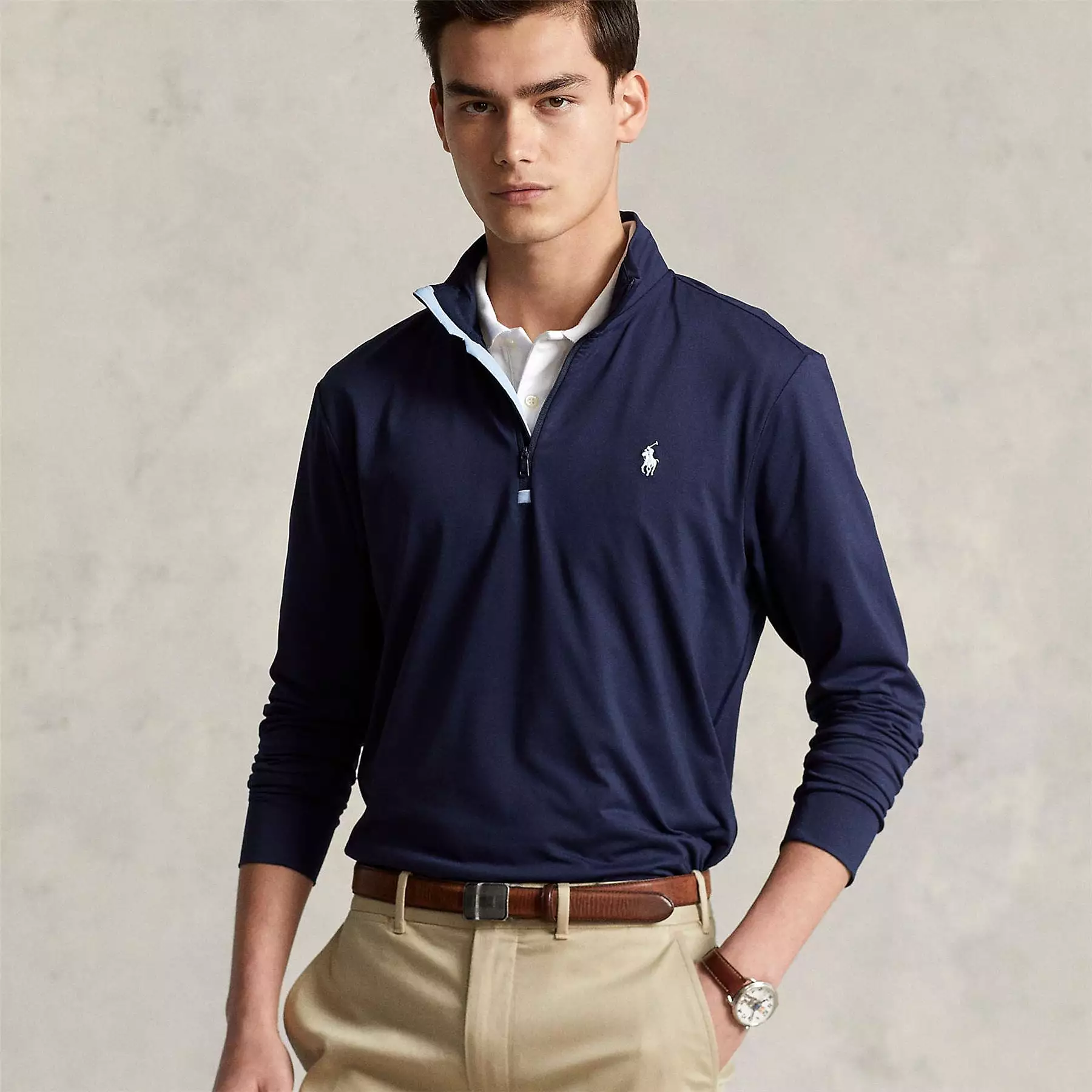 Polo Golf Stretch Jersey Quarter Zip Mid Layer French Navy - 2024