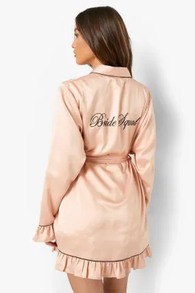 Premium Bride's Squad Embroidery Frill Robe