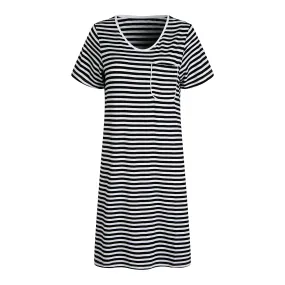 RH Women Nightgown Striped Tee Short Sleep Nightshirt Pajama Dress S-2XL RHW4041