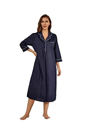 Richie House Women's Nightshirt Cotton Nightgown Sleepwear Pajama Dress RHW4059