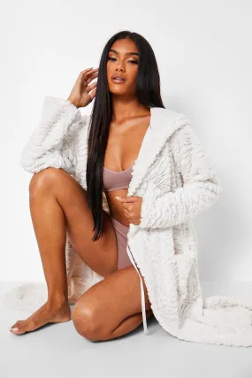 Rippled Textured Fur Longline Robe