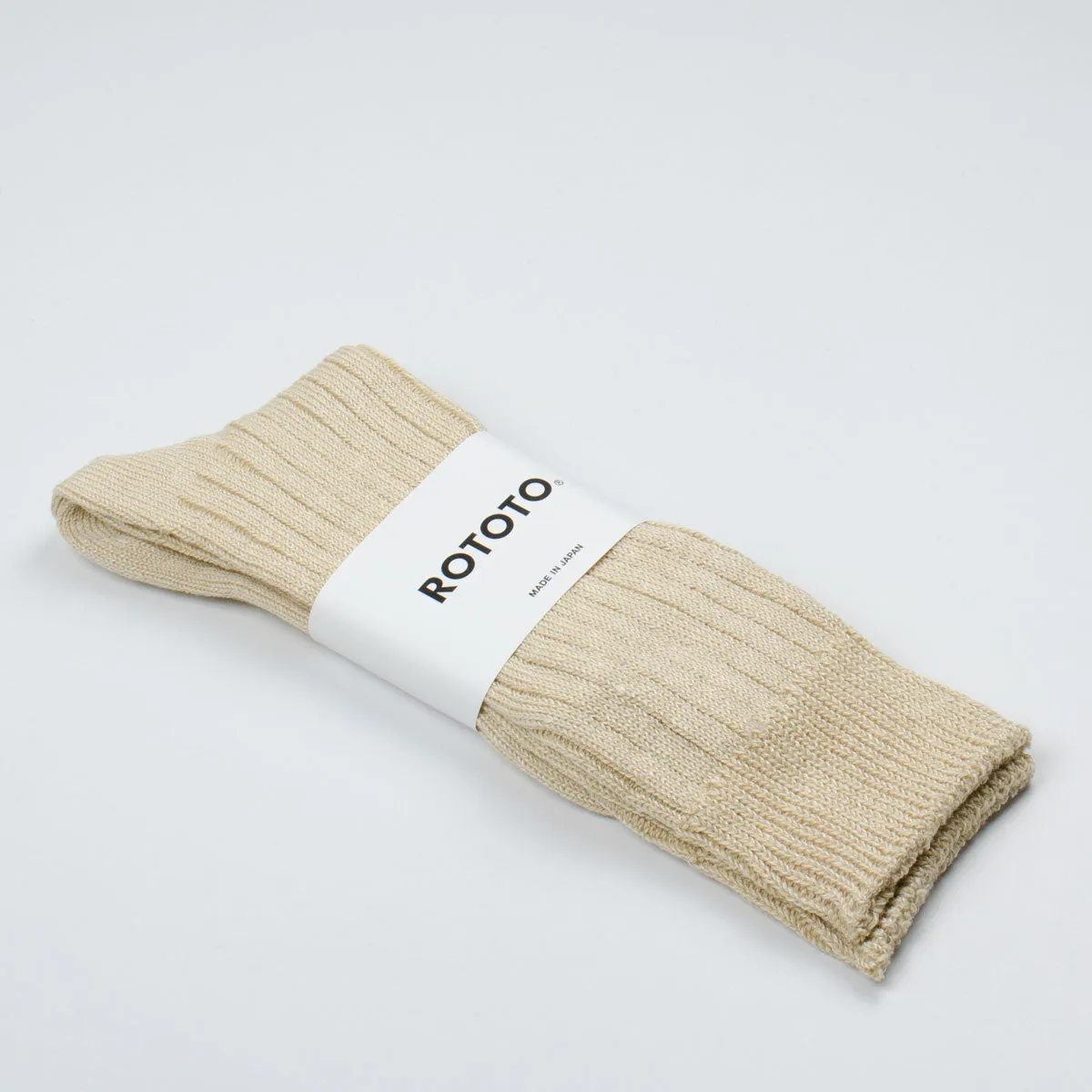 RoToTo - Linen Cotton Rib Socks - Raw Beige