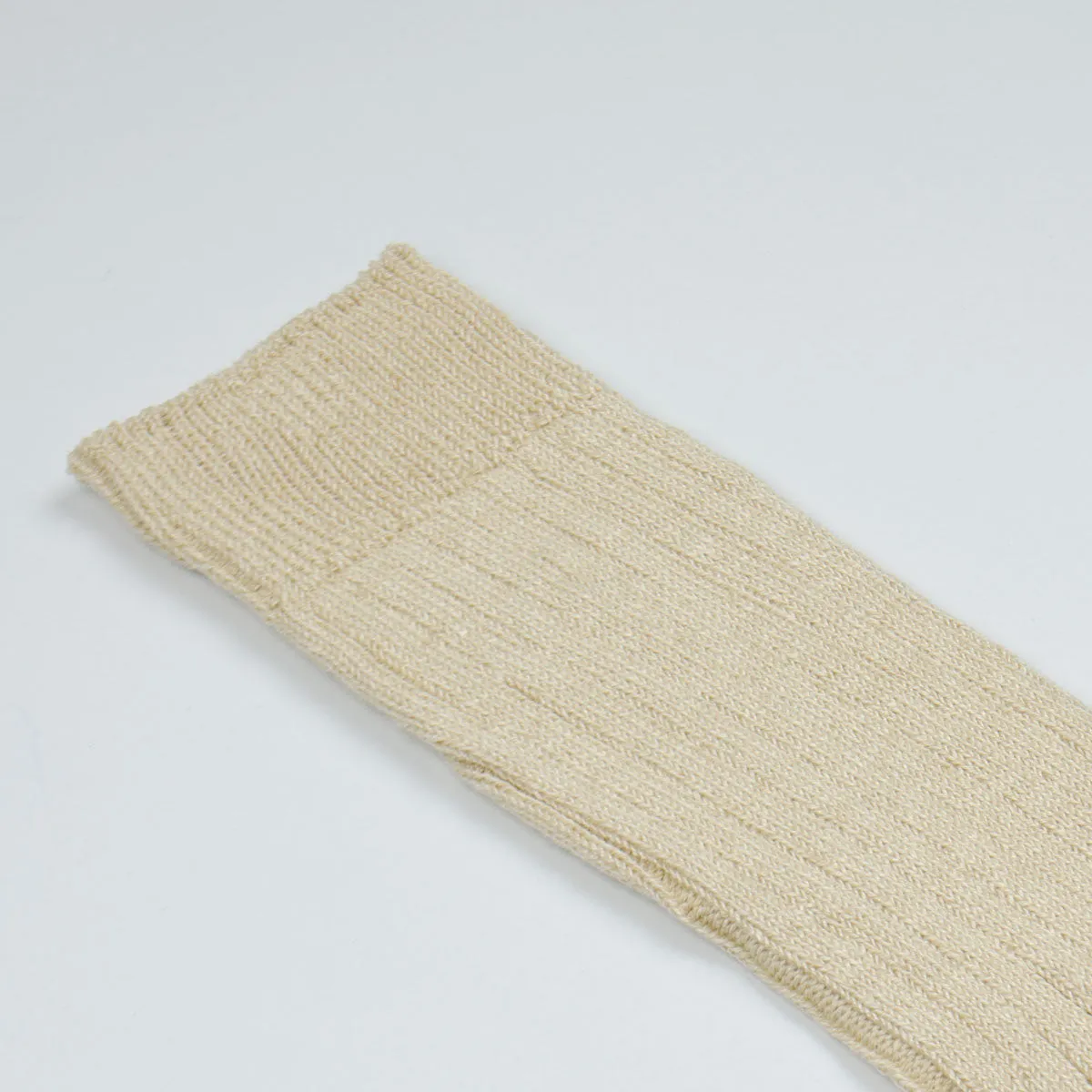 RoToTo - Linen Cotton Rib Socks - Raw Beige