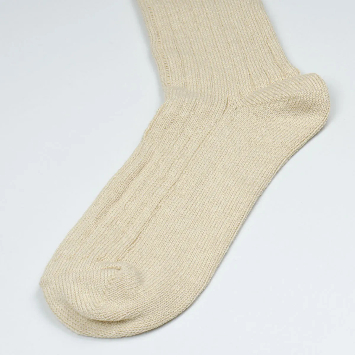 RoToTo - Linen Cotton Rib Socks - Raw Beige