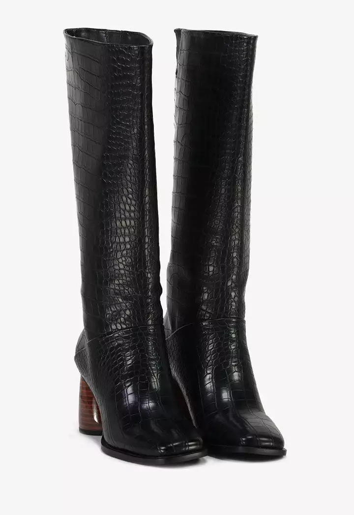 Round Heels Square Toe Quill Boots