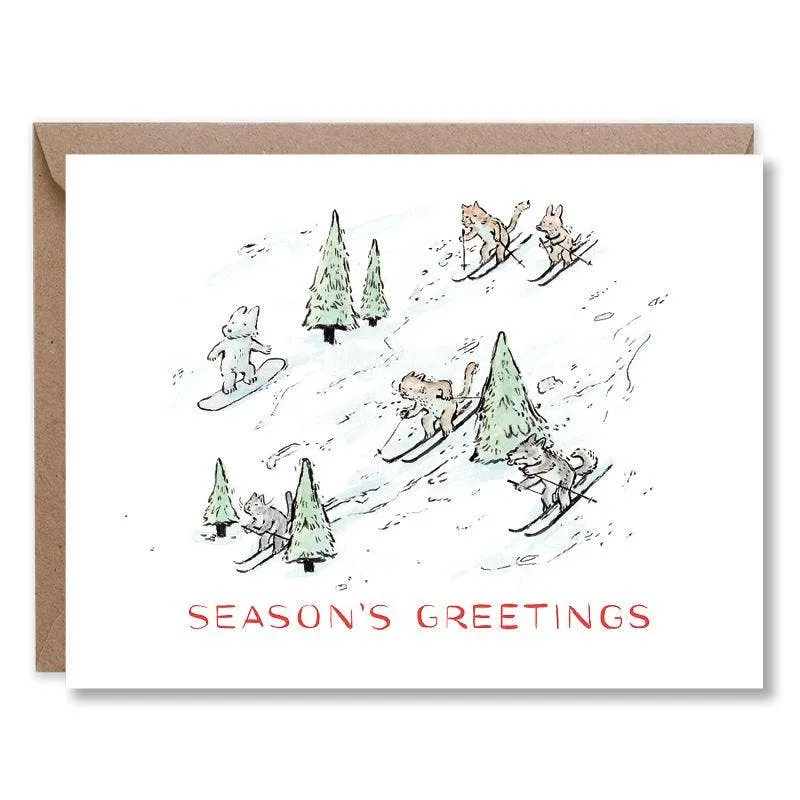 Season's Greetings Ski Scene Card