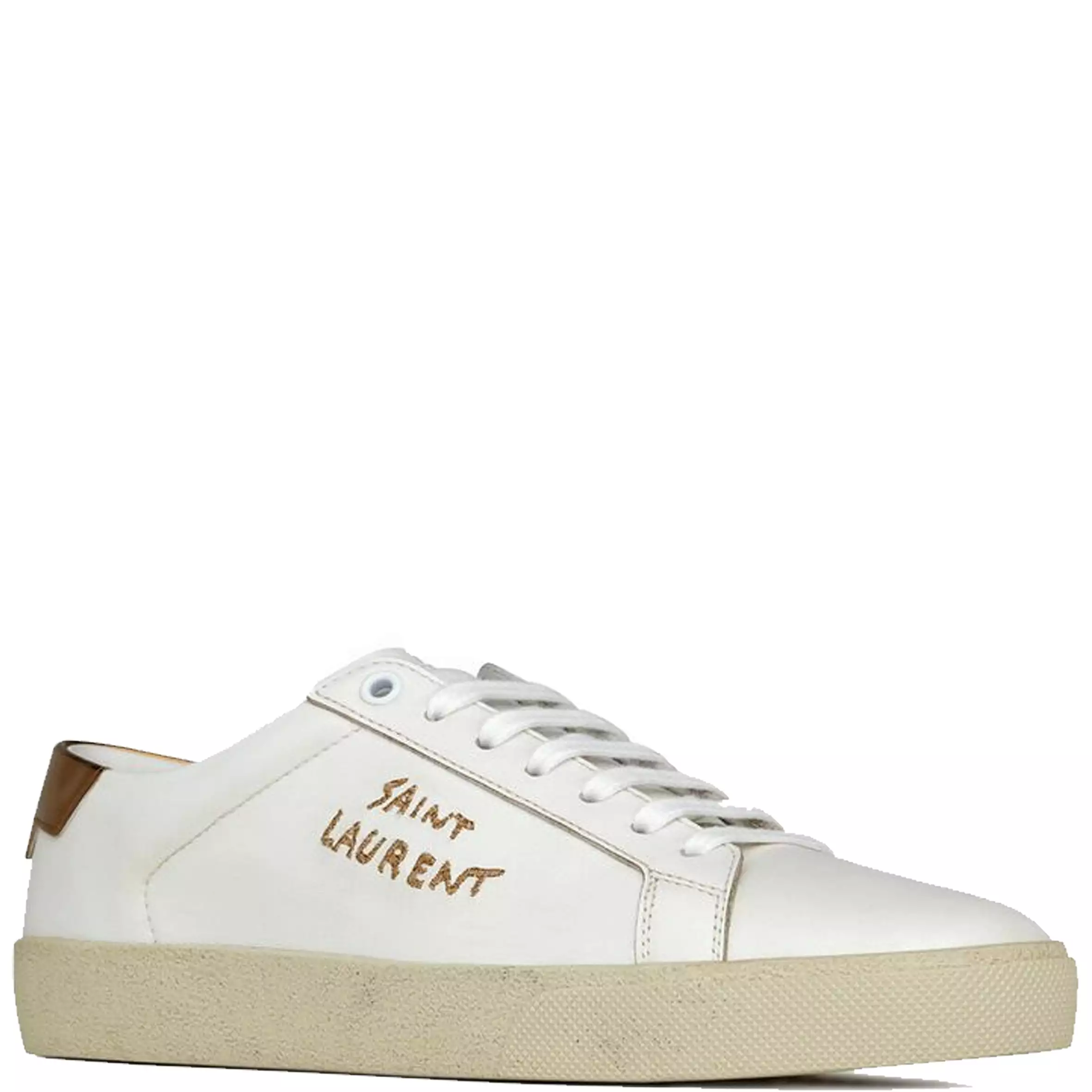 SL06 Gold Signature Sneakers, White/Gold