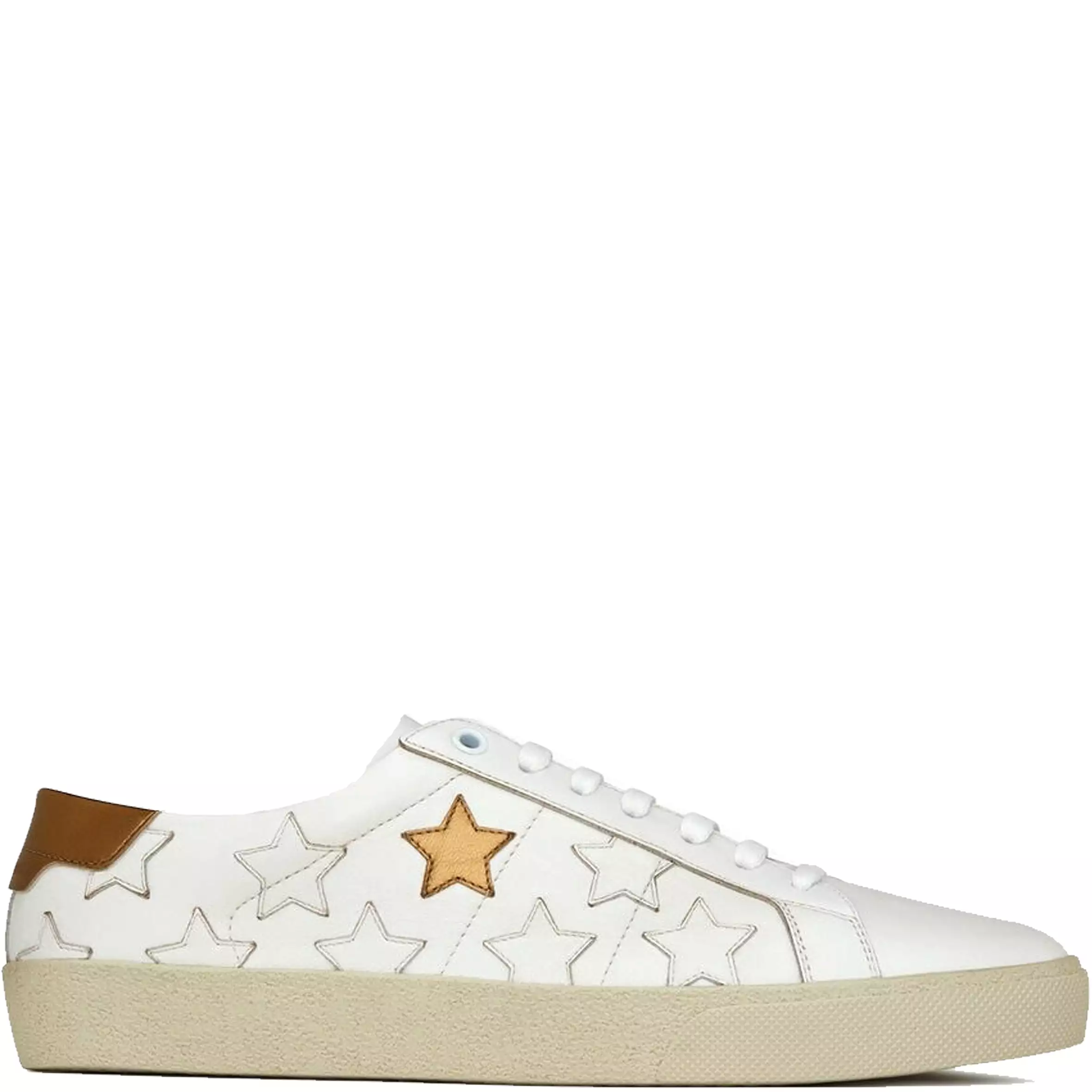 SL06 Gold Star Canvas Sneakers, White/Gold