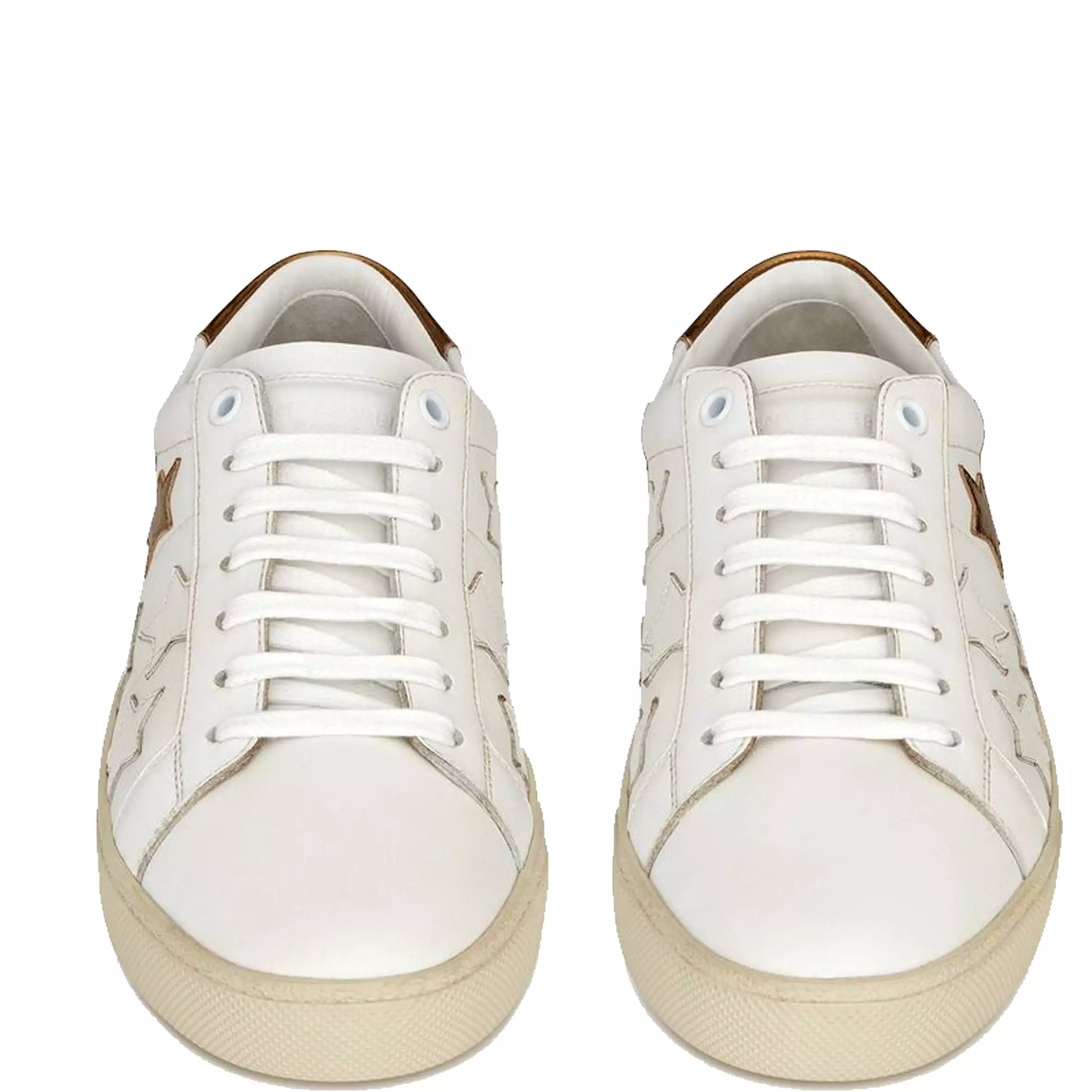 SL06 Gold Star Canvas Sneakers, White/Gold