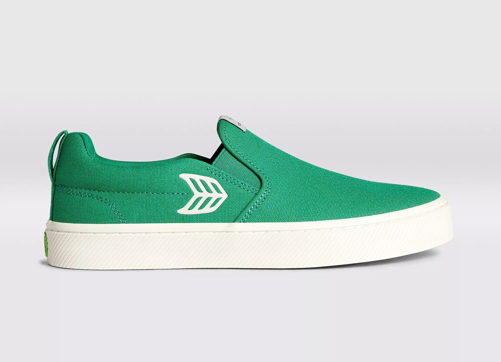 SLIP ON Green Canvas Ivory Logo Sneaker Women