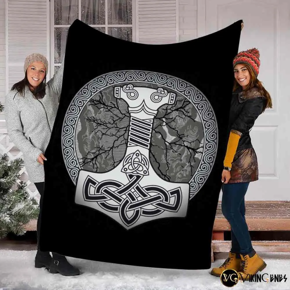 Thor's Hammer Mjolnir Fleece Blanket