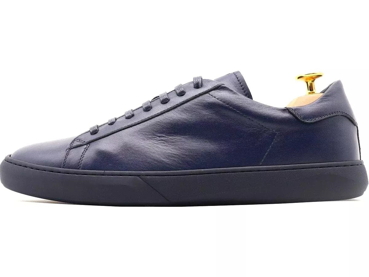 Tomlins Men's Calf Leather Low Top Sneakers - Navy Blue