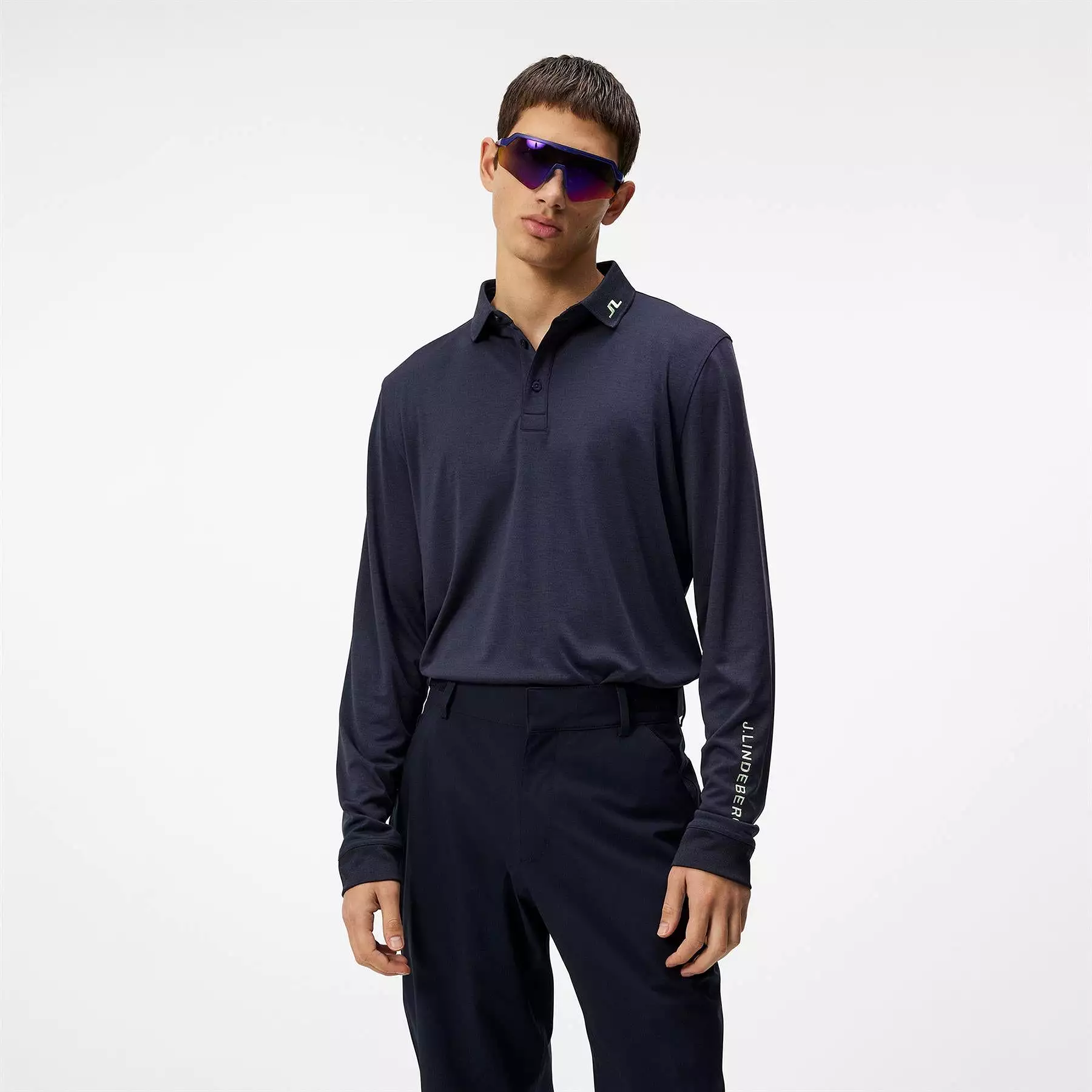 Tour Tech Regular Fit LS TX Jersey Polo Navy Melange - SS24