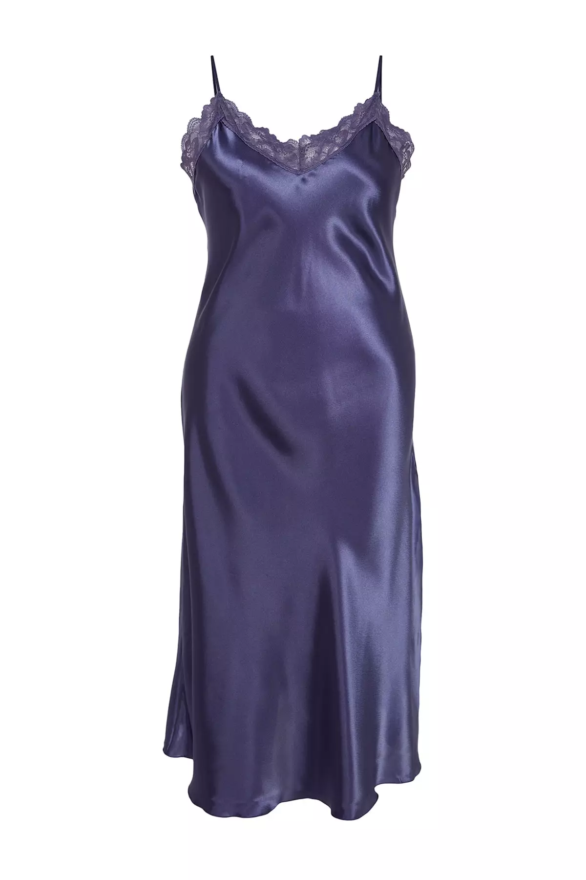 Trendyol Plus Size Lace Detail Satin Nightgown