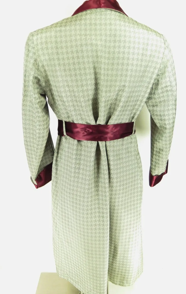 Vintage 50s Atomic Bond Robe Mens M Houndstooth Belted  Smoking Lounge