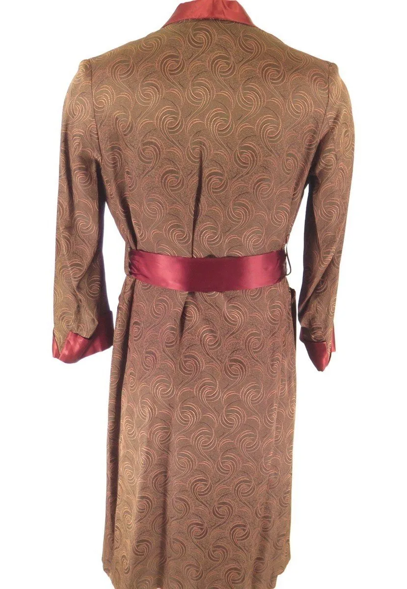 Vintage 50s Atomic Smoking Robe Mens S Burgundy Red USA Made State O Maine