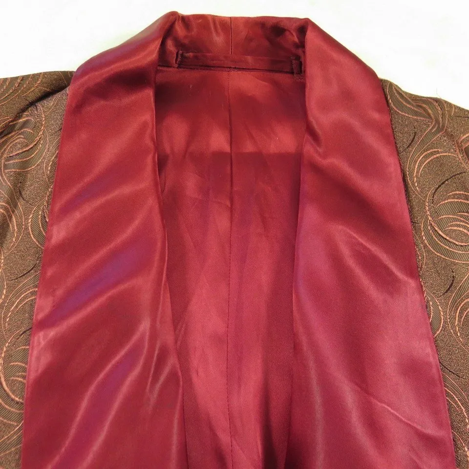 Vintage 50s Atomic Smoking Robe Mens S Burgundy Red USA Made State O Maine