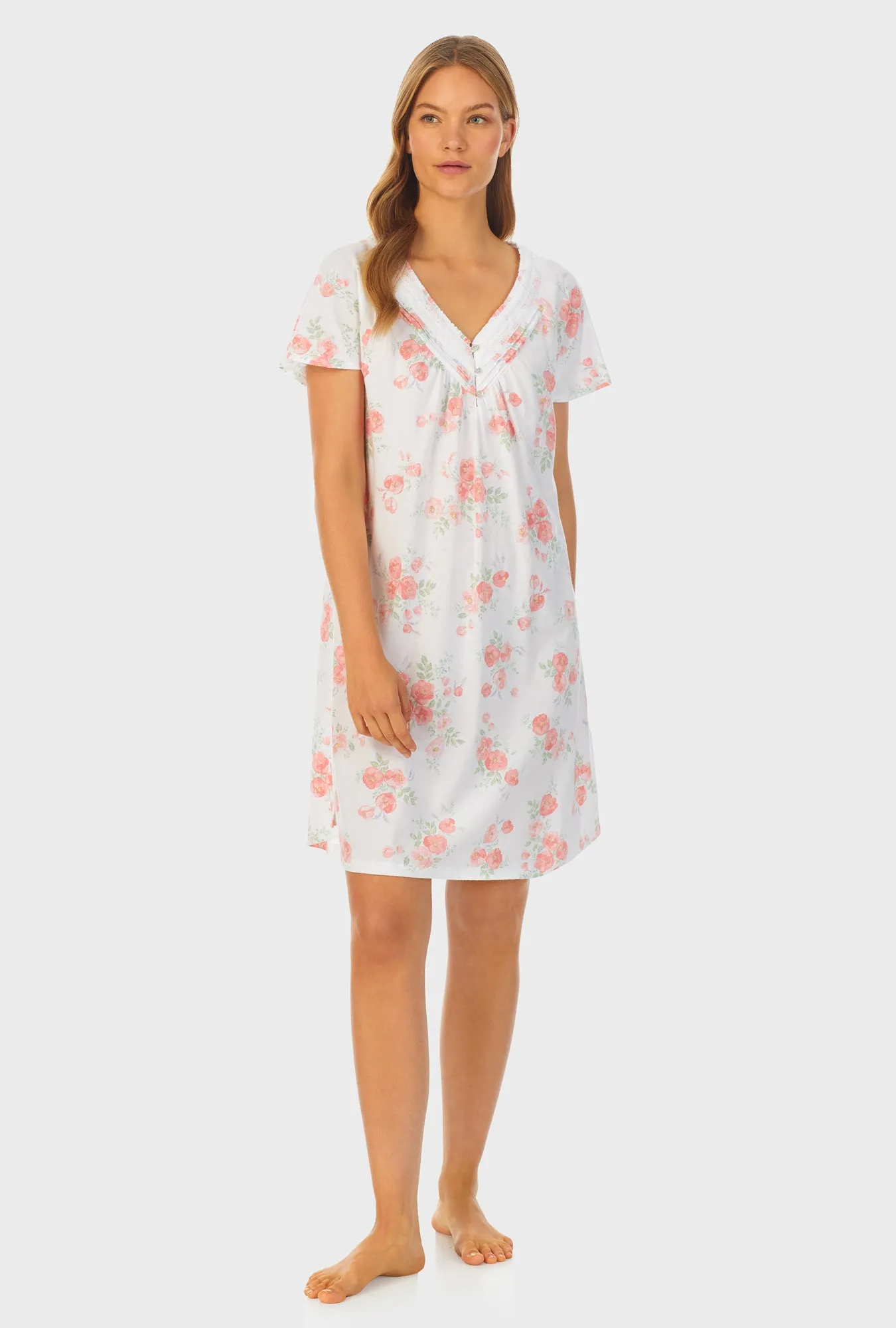 Watercolor Fleur Cotton Short Nightgown