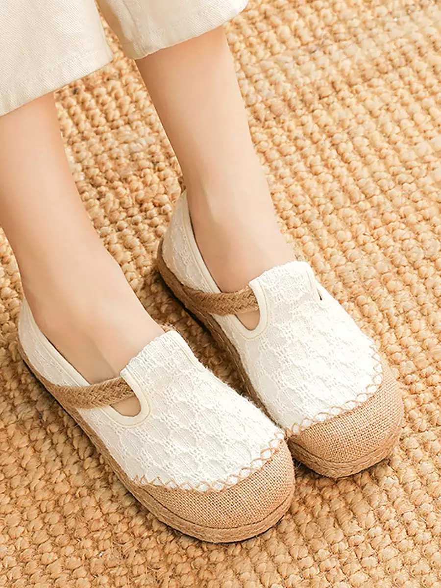 Women Ethnic Summer Linen Cotton Flat Shoes KL1035