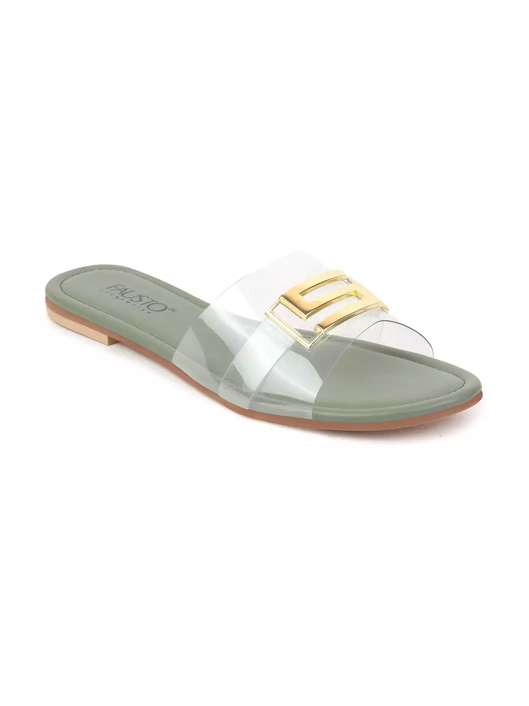 Women Green Slip-On Casual Mullti Strap Open Toe Outdoor Flats Slippers