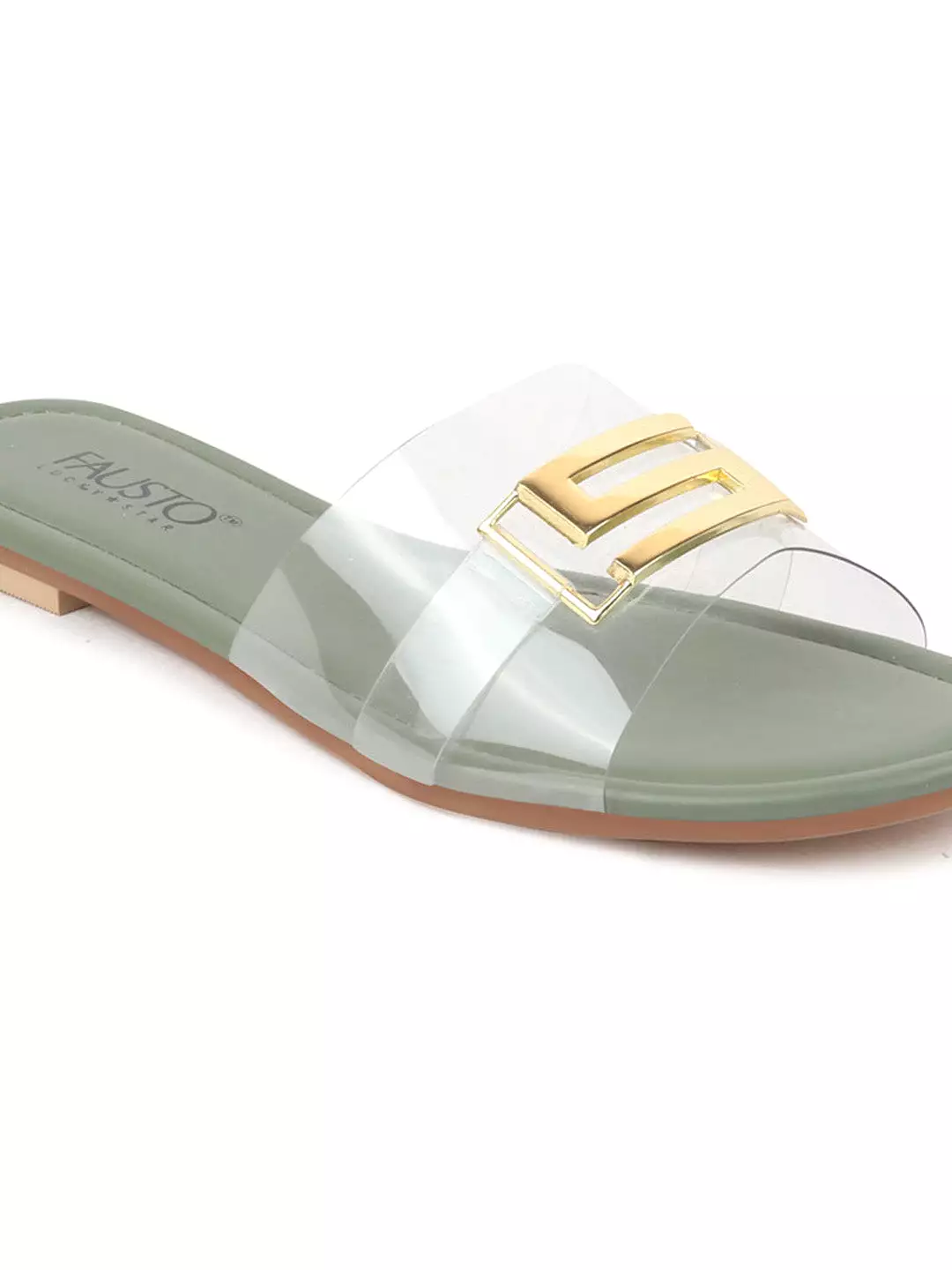 Women Green Slip-On Casual Mullti Strap Open Toe Outdoor Flats Slippers