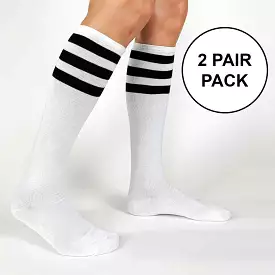 Women's Basic Cotton Striped Knee Highs - 2 Pair Pack