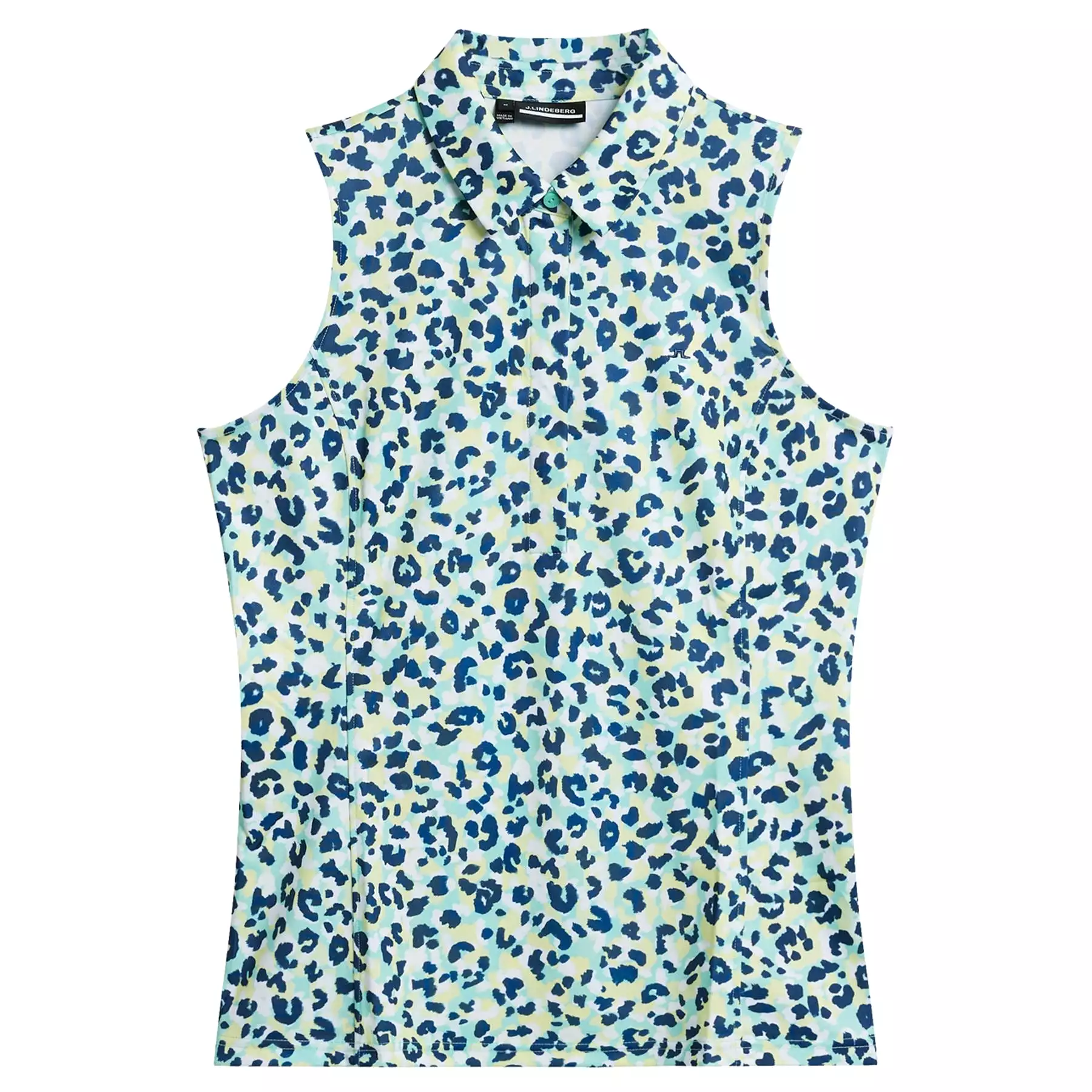 Womens Dena Sleeveless TX Jersey Print Polo Leopard Aruba Blue - SS24