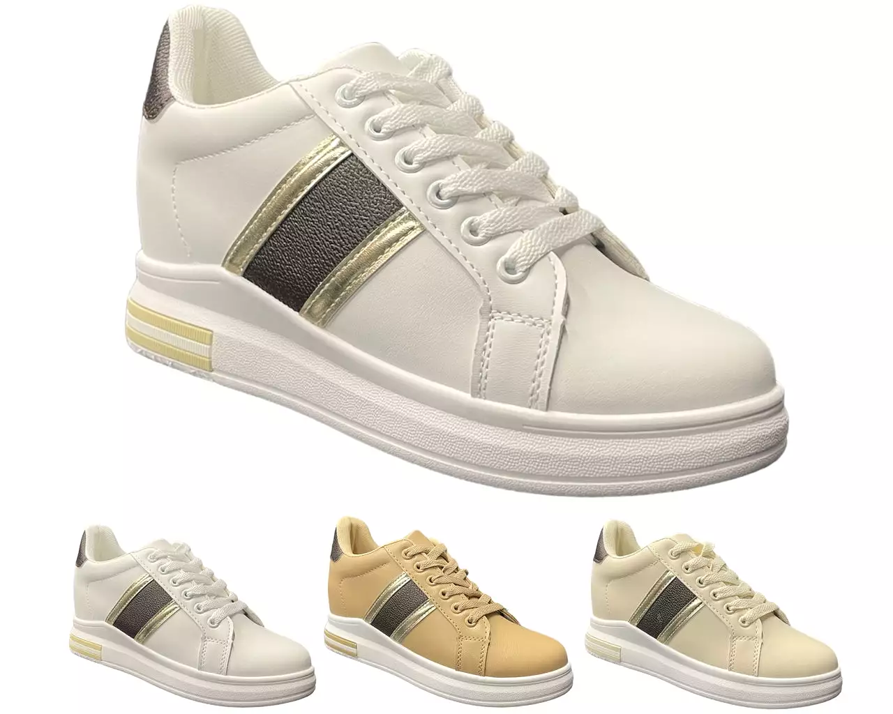 Women's Faux Leather Casual Lace Up Trainers