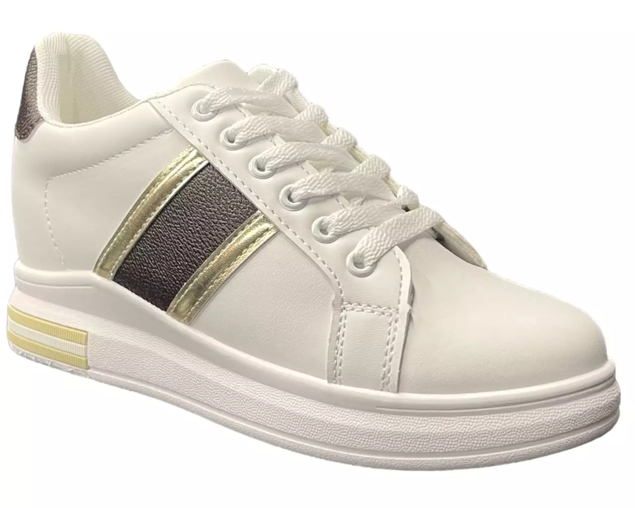 Women's Faux Leather Casual Lace Up Trainers