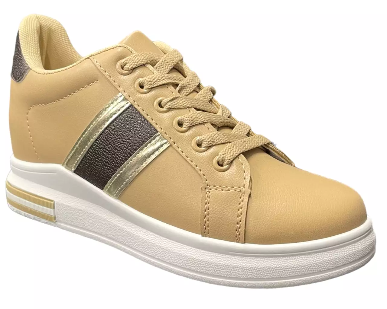 Women's Faux Leather Casual Lace Up Trainers