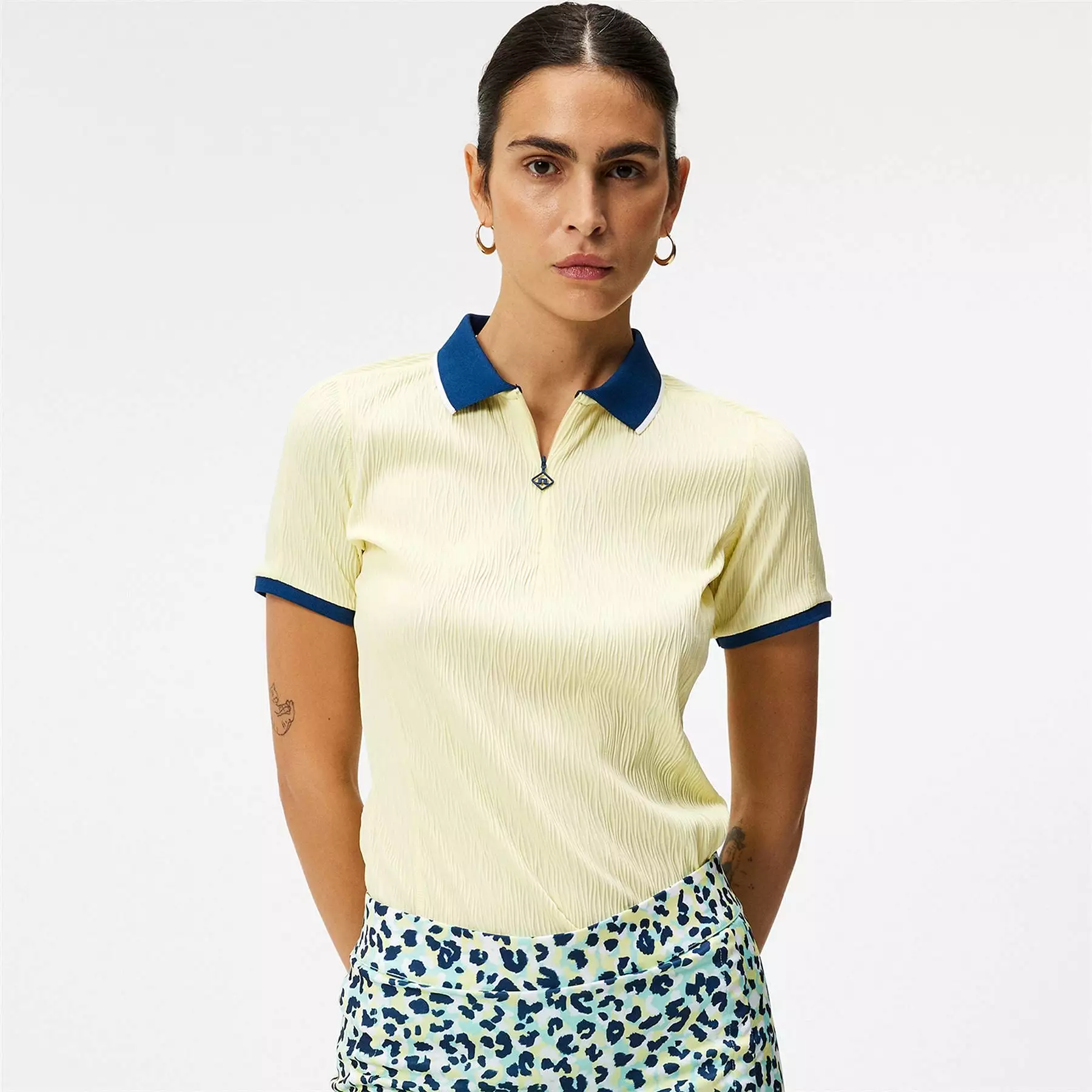 Womens Izara Wave Rib Jersey Polo Wax Yellow - SS24