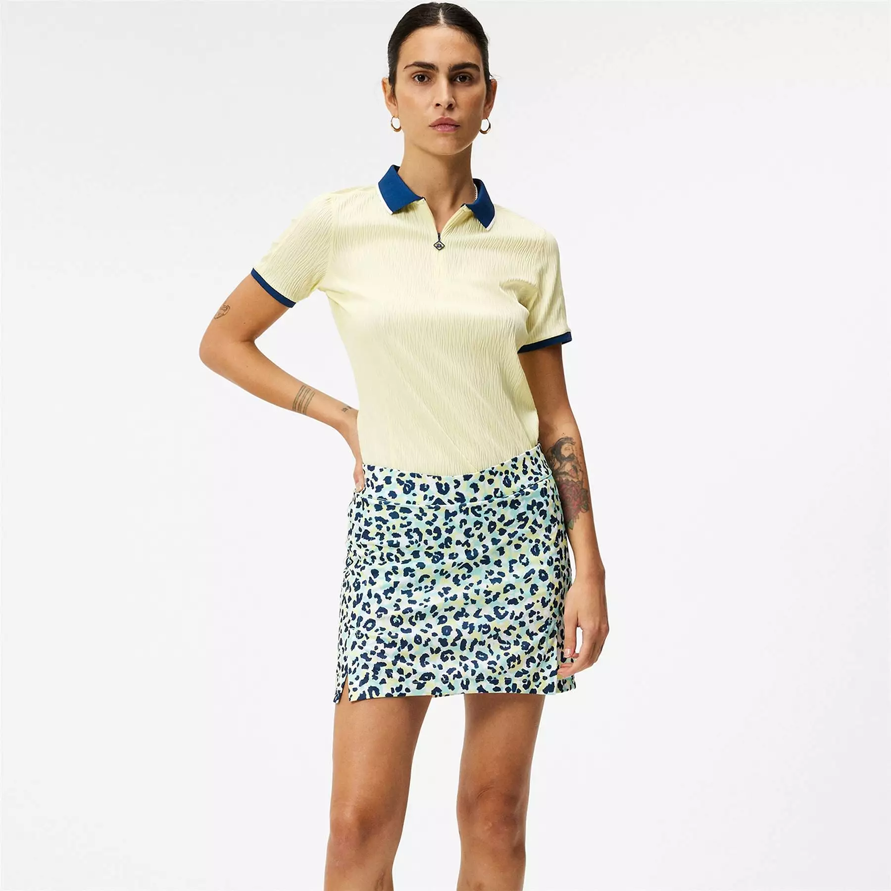 Womens Izara Wave Rib Jersey Polo Wax Yellow - SS24