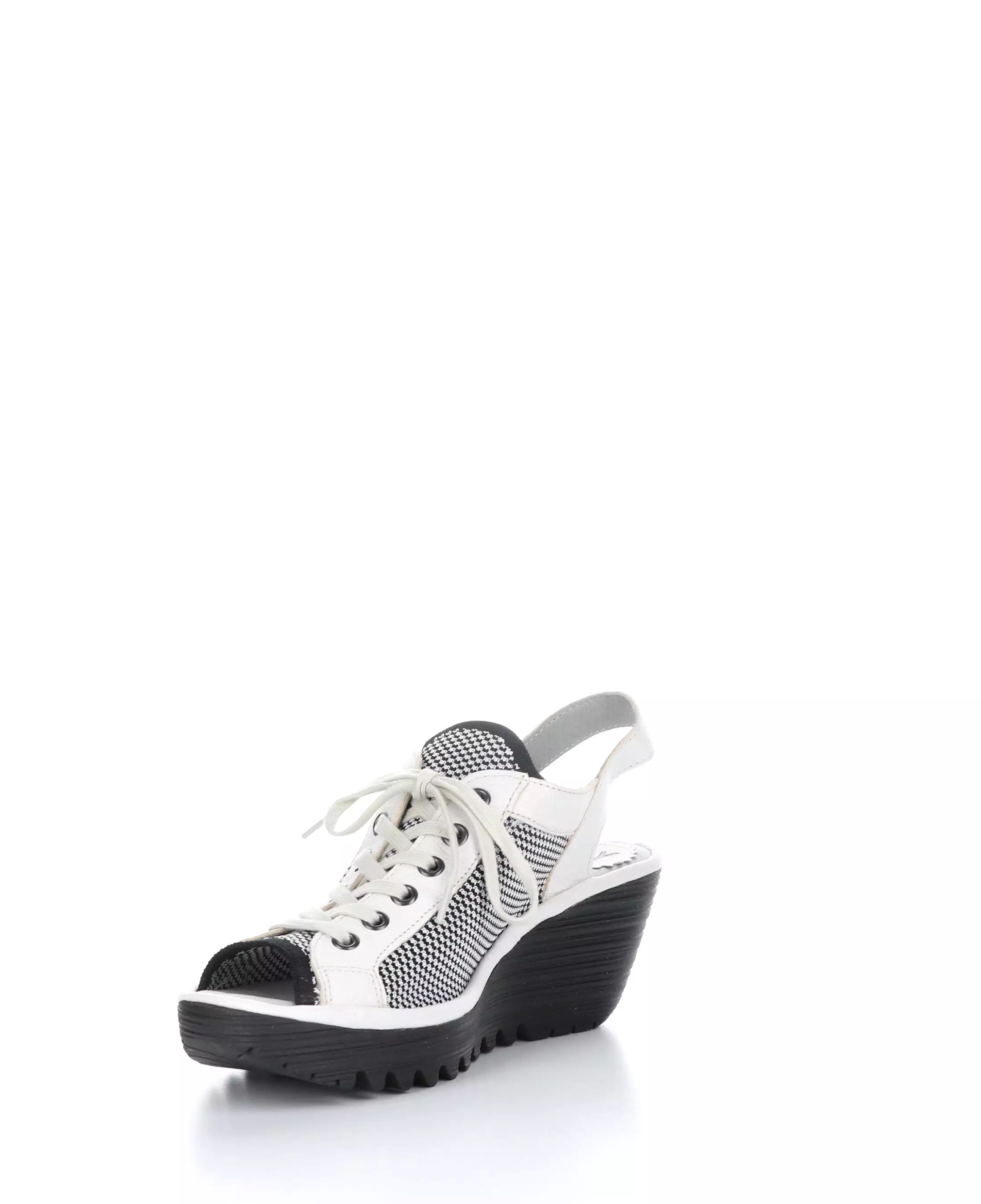 YEDU158FLY 012 WHITE/BLACK Round Toe Sandals