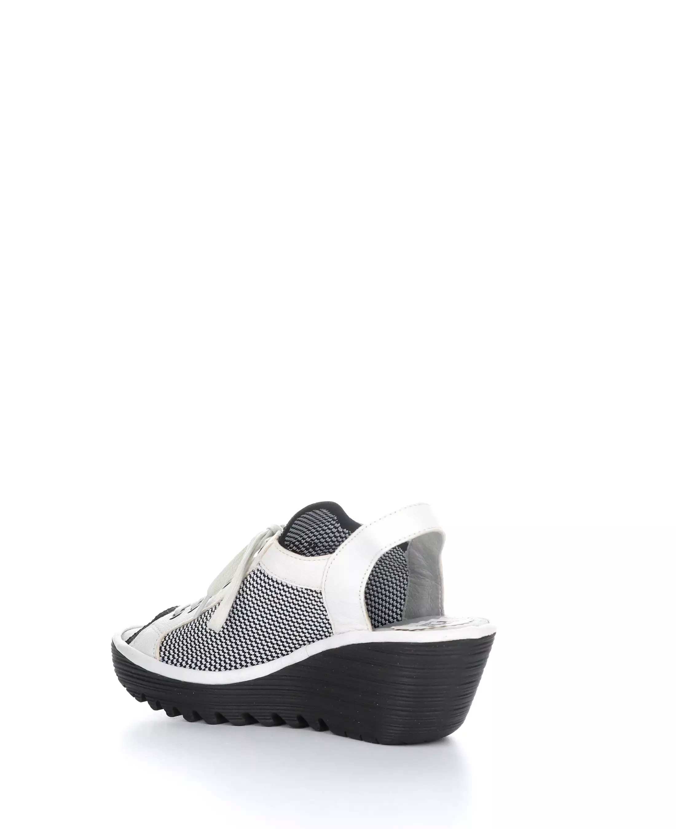 YEDU158FLY 012 WHITE/BLACK Round Toe Sandals