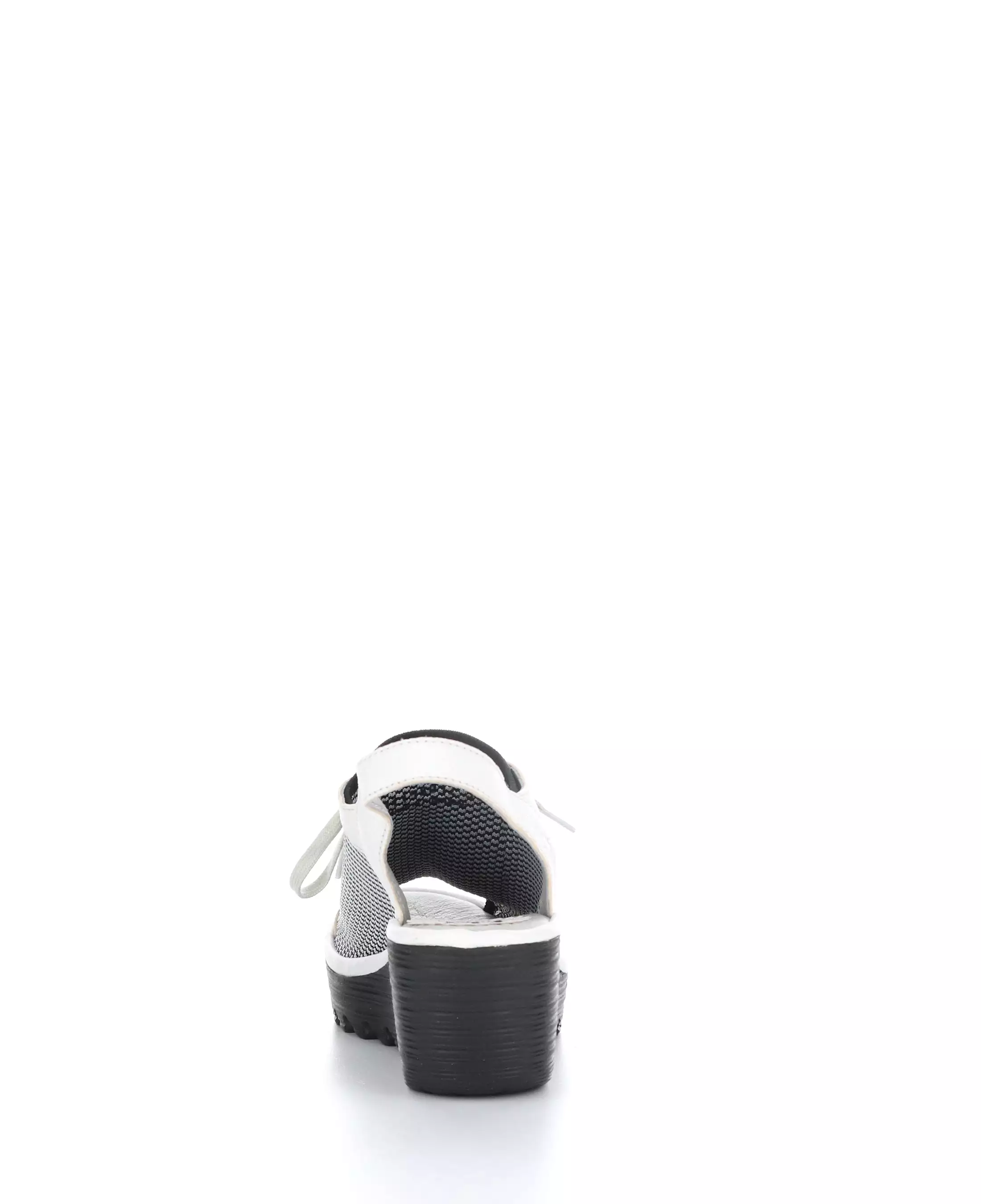 YEDU158FLY 012 WHITE/BLACK Round Toe Sandals