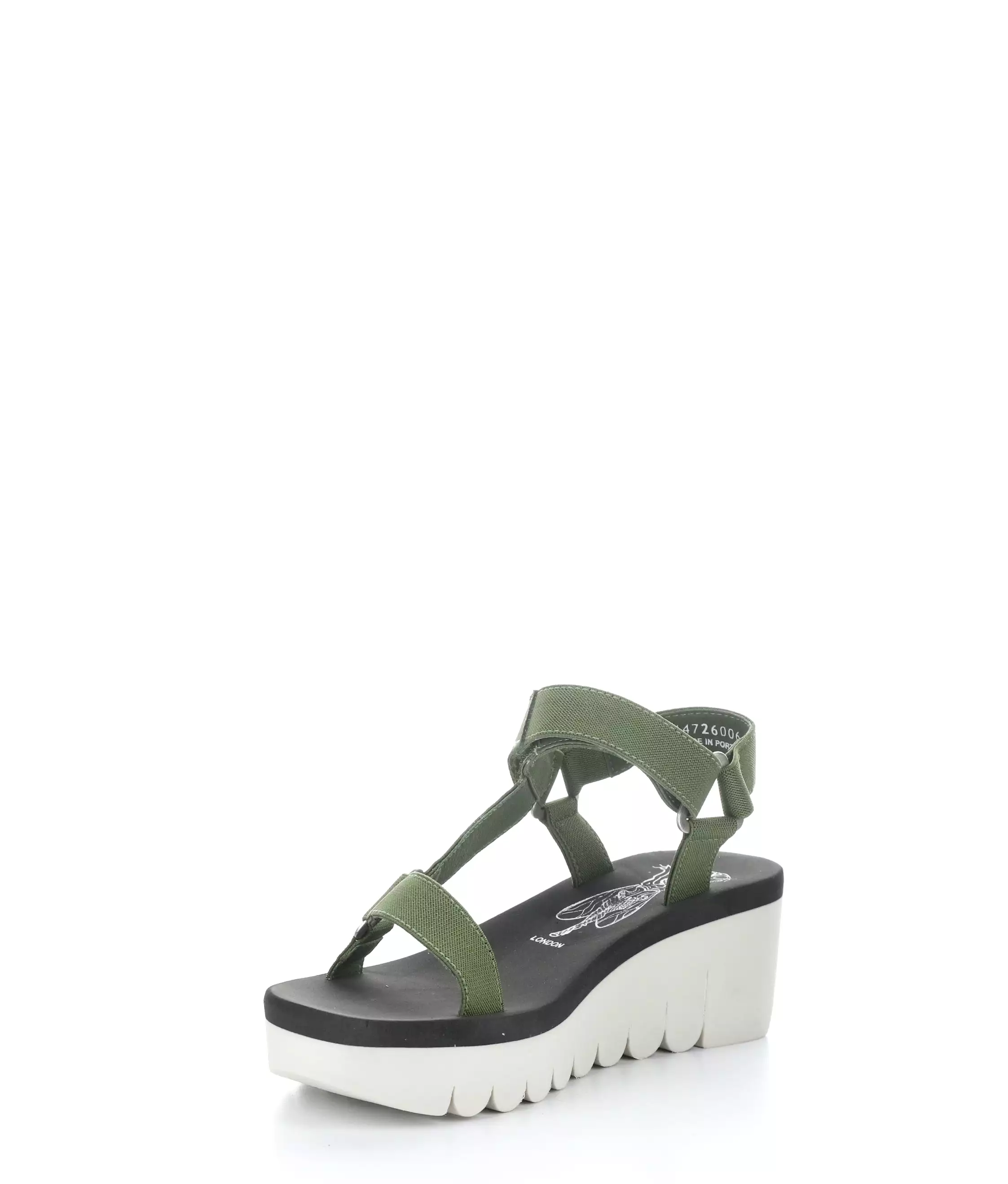 YEFA726FLY 006 MILITARY/BLACK Round Toe Sandals